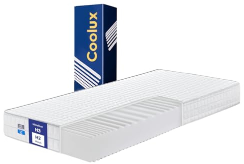 Coolux Sleep Materasso 140 x 200 cm, durezza H2 & H3, altezza 16 cm, materasso in schiuma fredda a 7 zone, con coprimaterasso rimovibile, anallergico