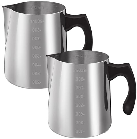 AHAQU 2PCS Candle Wax Melting Pot, 900ml Stainless Steel Candle Making Pouring Pot with Heat-Resistant Handle, Dripless Metal Jug for Frothing Milk, Candle Making and Soap Making DIY Crafts