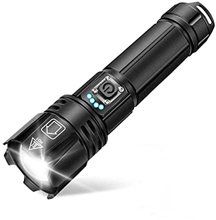 CXAPRDSH Rechargeable Flashlights, Waterproof Flashlight with 5 Light Modes, USB Charger and Output Function for Boating, Hiking, Camping