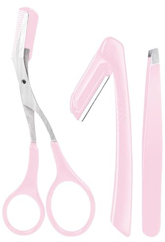 Augenbrauen-Trimmer-Schere, Augenbrauen-Schere mit Kamm - 3 Teile/satz Augenbrauenschere Augenbrauentrimmschere - Professionelle, rutschfeste, tragbare Augenbrauenschere für Frauen