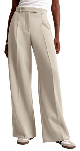 NIMIN Women Wide Leg Pants High Waisted Fashion Trendy Dressy Work Trousers Business Casual Pants 2025 Fashion Outfits with Pockets Apricot