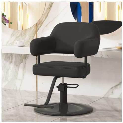 Friseurstuhl 150 Kg Gewichtskapazität Friseursessel Aus Schwamm,Höhenverstellbar Barbersessel 360° Drehbar Barberstuhl Friseureinrichtung,Schwarz,B