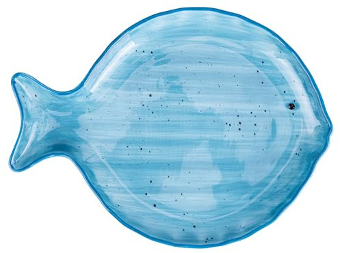 Piatto da portata in porcellana 30x22 cm, stile coastal, turchese, Kos