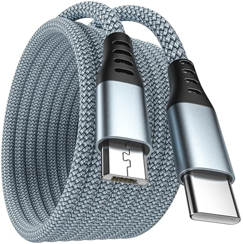 USB C to Micro USB Cable 3M, USB Type C to Micro Cable Nylon Braided USB C to Micro Charger Cable Android Charging Cord Dast Sync Compatible for Samsung Galaxy S7/S5/J3/J5/J7,Huawei,HTC,LG.etc