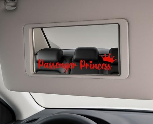 Passenger Princess Car Mirror Decor Sun Visor Mirror Decal Sticker for car Girl (Red Matt)