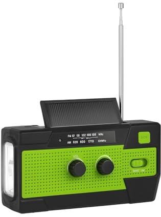 Zuno 4000 mAh Emergency Solar Hand-Crank Radio – AM/FM/SW Weather Radio, USB Phone Charger, LED Torch & SOS Alarm, Motion Sensor Reading Light for Camping & UK Power Cuts