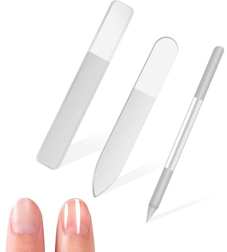 3 lime per unghie in vetro nano per unghie naturali, lima professionale per unghie in cristallo nano per cuticole, lima per cuticole, set per manicure a doppio lato, per modellare e lucidare le unghie