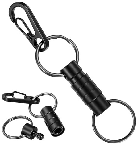Nogeqi Porte-clés mousqueton amovible rotatif en alliage de zinc à fermeture rapide avec petit mousqueton pour voiture, cadeau pour papa, mari, ami, homme et femme