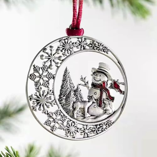 Christmas Ornament - Hanging Decor, Holiday Hanging, Xmas Tree Decoration, Metal Pendant for Christmas Home Decor - (1, Round)
