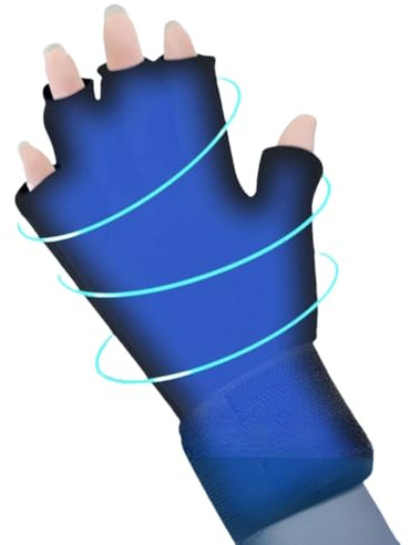 JIAHG Finger Eishandschuh zur Schmerzlinderung, Handgelenk Eisbeutel Heiße Kältetherapie Handstütze Verstellbare fingerlose Gel Kältebeutel für Karpaltunnel, Sehnenscheidenentzündungen