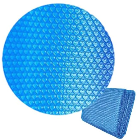 10ft Round Solar Pool Cover, Heart Bubble Wrap Pool Cover, SwimmingPool Solar HeateCover, Thick Pe Waterproof Rain Cloth Dust Covers, Blue Hearts