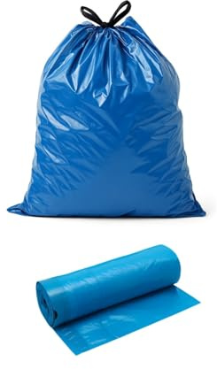 ARLI 25x Zugbandsäcke 120L Müllsäcke 700 x 1000 mm aus LDPE Regenerat Typ 60 blau mit Zugbandverschluss für leichten bis mittleren Abfall