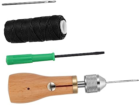 Didiseaon 1 Set DIY Leather Craft Sewing Awl Kit Includes Hand Stitcher Needles Wax Thread Screwdriver Durable Tool for Hand Stitching Leather Projects