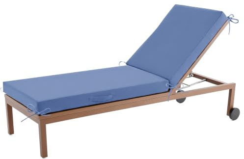 Aocase Sonnenliege Auflage, Deckchair Auflagen, Liegenauflagen für Gartenmöbel Wasserdicht, liegestuhl Auflage Mit Einstellband,für Sonnenliege Gartenmöbel Matratze,Blau,203x66x8cm