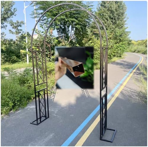 Arche de jardin en métal robuste pour plantes grimpantes - Treillis galvanisé - Treillage réglable - 140 à 340 cm - Marron - 200 x 250 cm (l x H)