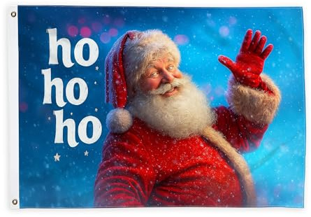 Weihnachtsmann-Flaggen für draußen, weihnachtliche festliche Schneesterne, Weihnachten, rot, für den Außenbereich, dekorative Banner mit Ösen, Dekor für Balkon, Deck, Garten, Eingang, Haus, 6 x 90 cm