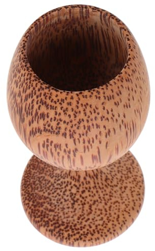 FELTECHELECTR Calice Di Legno Naturale Per Vino e Tè Boccale Da Vino in Legno Di Cocco Stelo Rotondo Tazza D'acqua Per Uso Domestico Ed Esterno