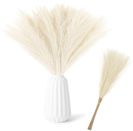 TILONKJ 30 pcs Champagne Pampas Grass,Pampas Grass Artificial, 55cm Pampases Gass Deco,Pampasgra Decor, Pampasgra Dried Flowers Deco Artificial Flowers Plants for Wedding Office Bedroom Living Room