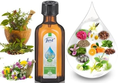 JUST Olio 31, 75 ml – Miscela di 31 Oli Essenziali Naturali per Aromaterapia, Massaggi e Benessere