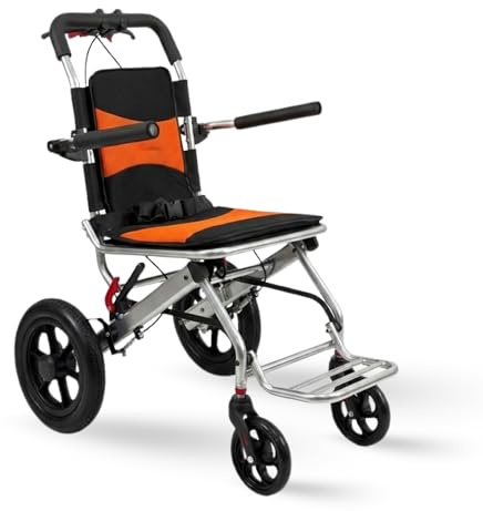 Chaise roulante pliante de voyage, aluminium, accoudoirs inclinables, super légère, 7,3 kg, faible encombrement, Landau de transit