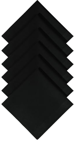 DoreenBeads Handkerchiefs for Men Soft Cotton, Black Jacquard Men’s Hankies,Pack of 6, 17 x 17 Inches