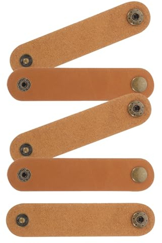 Fermacavi in Pelle Bovina Marrone 5 Pezzi per Cavi USB | Gestione Ordinata dei Cavi, Riduce L’usura, Design Semplice per Casa e Ufficio