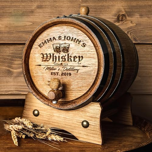 Personalized - Custom Engraved American Premium Oak Aging Barrel - Whiskey Barrel - Age your own Whiskey, Beer, Wine, Bourbon, Tequila, Rum, Hot Sauce & More | Barrel Aged (5 Liters)