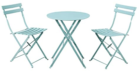 Brigros Estosa - Set Da Giardino Teresa Tavolino + 2 Sedie In Alluminio, Disponibile In Diversi Colori, Robusti E Resistenti Facilmente Richiudibili, Arredo Esterno (Celeste)