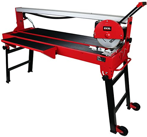 Excel 1250mm Wet Tile Cutter Bridge Saw 1200W/240V ~ 50Hz - Speed 2950 RPM - Adjustable - Portable & Foldable - Cooling Water - Heavy Duty Tile Cutter - UK Plug