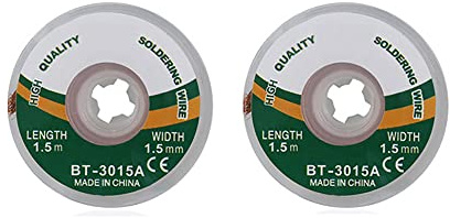 Tiardey 2 Stück Lötdocht, Entlötdocht zum Entfernen des Lötzinns und zum Zerlegen elektrischer Komponenten, No-Clean-Lötdochtgeflecht (B: 3 mm. L: 60 Fuß)