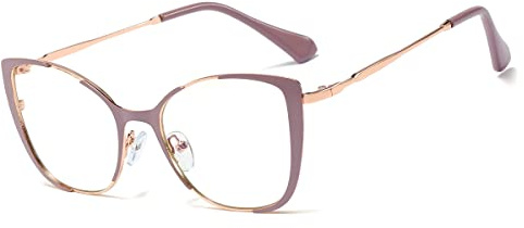 kachawoo Retro Cat Eye Gläser Rahmen Anti Blaues Licht Frau Vintage Eyewear Mädchen Optische Brillen Metall (cameo gold frame)