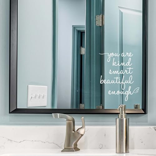 JINGIHE Calcomanías de afirmación You are Kind Smart Beautiful Enough, decoración de pared de espejo para baño, calcomanías de pared de vinilo para decoración del hogar, sala de estar, dormitorio,