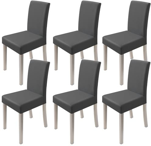 6 Piezas Fundas Sillas de Comedor, Elásticas y Modernas Funda Asiento Silla, Universal Desmontables Lavables Cubiertas para Sillas de Comedor Sala Cocina Banquetes Oficina Hogar Restaurante (Gris)