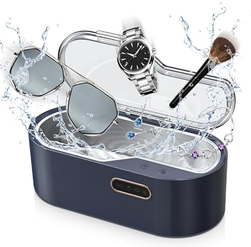 Ultraschallreinigungsgerät, 450ml Ultraschallreiniger Ultraschallgerät, 45kHz Brillenreinigungsgerät 4 Timer-Reinigungsmodi für Brillen, Uhren Ohrringe Zahnersatz Münzen Schmuck Ringe