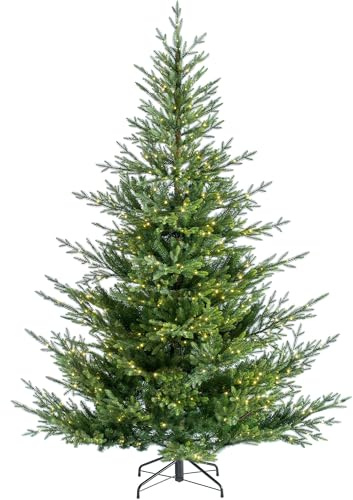 WeRChristmas 8ft Pre-Lit Douglas Fir Christmas Tree | 5761 Mixed PE & PVC Tips, 900 Warm White Micro LEDs, Copper Wire, 8 Modes, Metal Stand, 2.4m Tree