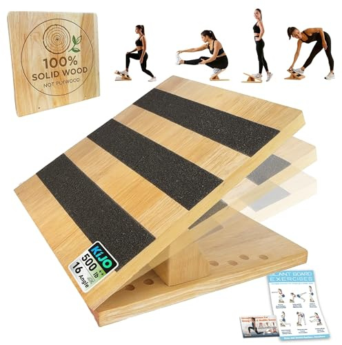 16-Level Adjustable Wooden Slant Board for Squats – 550 lbs Heavy Duty Squat Wedge for Weightlifting & Ankle Mobility – Incline Board for Calf Raises & Leg Day Training【Made in Taiwan KIJO Studio】
