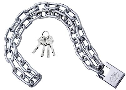 Heavy Duty Mountain Bike Lock Theft Chain Padlock with Chain for Motorbike Scooter and Outdoor Valuables Silver Security Lock