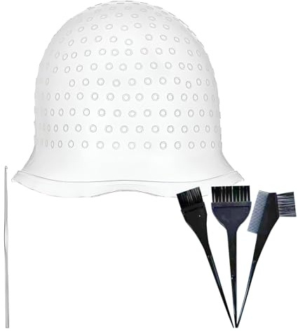 Cuffia per Meche,5PCS Kit Capelli per Tinture Capelli Riutilizzabile per Meches e Colori per Meches Cuffia Capelli Meches con Ganci per Ragazze Tintura capelli