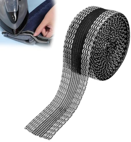 JYNXOR 5M Nastro Adesivo per Abbigliamento, Orlo Svelto Termoadesivo, Adesivi per Orlo Pantaloni e Indumenti Nastro TermoadesivoNastro Da Stiro, per Orli di Pantaloni, Gonne e Jeans(Nero)