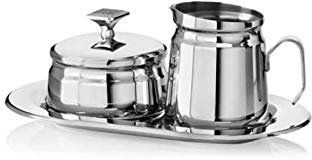 OTTAVIANI 84219S Home Ensemble Pot à Lait et sucrier avec Plateau en métal argenté avec Cristaux referenza 77260