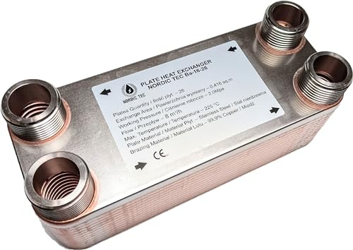 Edelstahl Plattenwärmetauscher Nordic Tec Ba-16-26 Plattenwärmeübertrager Wärmetauscher 26 Platten 105kW 1”