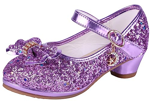 Prinsessskor flickor höga klackar sandaler flickor paljetter party pumps barn, violett, 29 EU