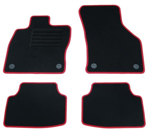 AD Tuning HG14770-ROT Fußmatten Set (4teilig) Schwarz Rot Autoteppiche Matten