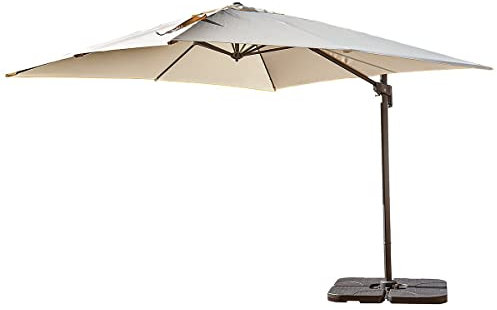 TheGoodGarden Ombrellone da Giardino 3x3 Inclinabile Rotante RAVELLO – Alluminio Antracite, Copertura Ecru, Regolabile in Altezza, Telo Antivento, Protezione UV – Elegante e Resistente