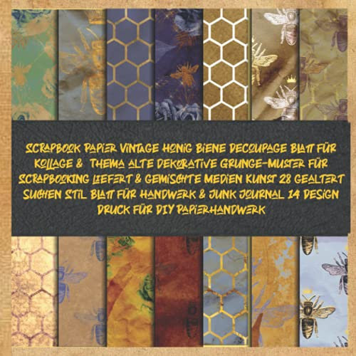 Scrapbook Papier Vintage Honig Biene Decoupage Blatt für Kollage & Thema alte dekorative Grunge-Muster für Scrapbooking liefert & gemischte Medien ... 14 Design Druck für DIY Papierhandwerk