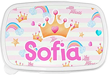 Fupies Porta pranzo e merenda personalizzato con nome con corona watercolor, Rosa