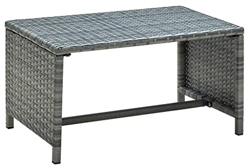 vidaXL Couchtisch Beistelltisch Gartentisch Balkontisch Teetisch Tisch Kaffeetisch Gartenmöbel Rattantisch Anthrazit 70x40x38cm Poly Rattan
