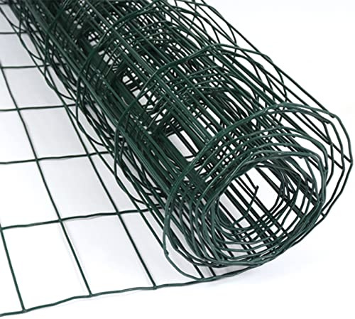 KINGFISHER Galvanised Mesh Wire | SQUARE | HEXAGONAL | FENCING | Plastic Coated GREEN | Fence Aviary | Rabbit Hutch Net | Heavy Duty | Quality Chicken Wire (0.9 X 4M – Plastic Coated Fencing – (25mm))