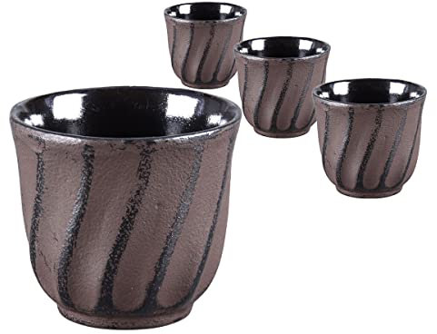 tea4chill Gusseisen Teetasse Bara rostrot 120ml. Traditionelle asiatische Gusseisen Teebecher im Set. Ideale Ergänzung für Gusseisen Teekanne.