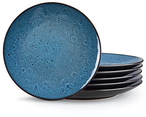 vancasso Speiseteller 6tlg, Runder Essteller Ø27,4cm aus Steingut, Flachtellerset in schlichter Farbe, Geeignet für Mikrowellen und Spülmaschinen, Bestes Geschenk